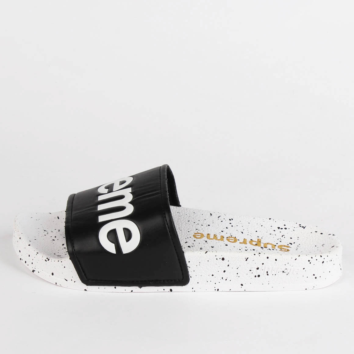 supreme black slippers